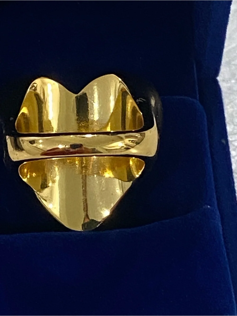 Kurt Geiger Evil Eye Heart Cocktail Ring Gold Tone Orange Enamel Size 7